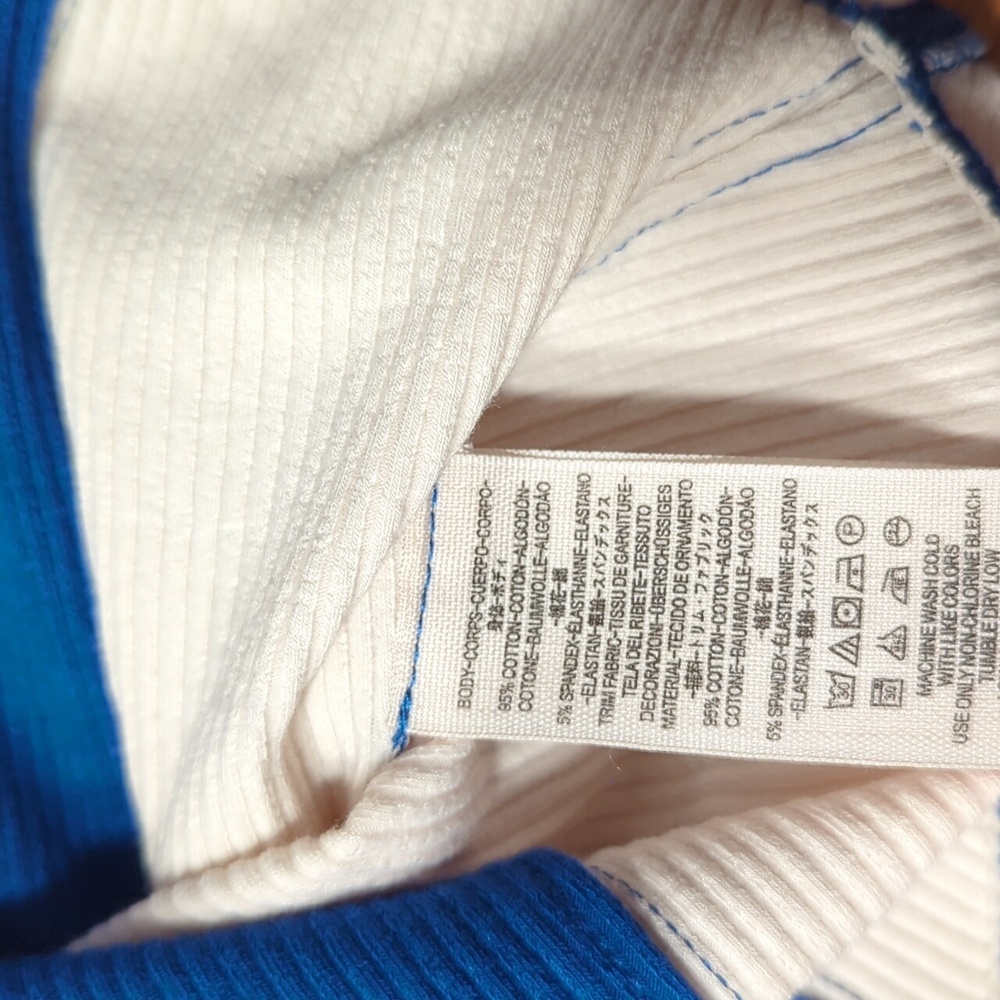 Free People Fancy That Long‎ Sleeve T-shirt Women's Medium Colorblock Ribbed - Picture 6 of 6